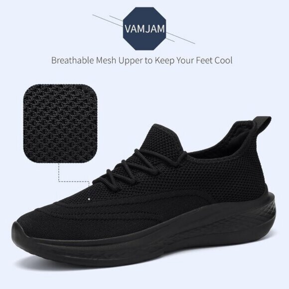 ⚡Men All Black Fashion Mesh Non Slip Lightweight Workout Breathable Gym Sneakers - Picture 3 of 6